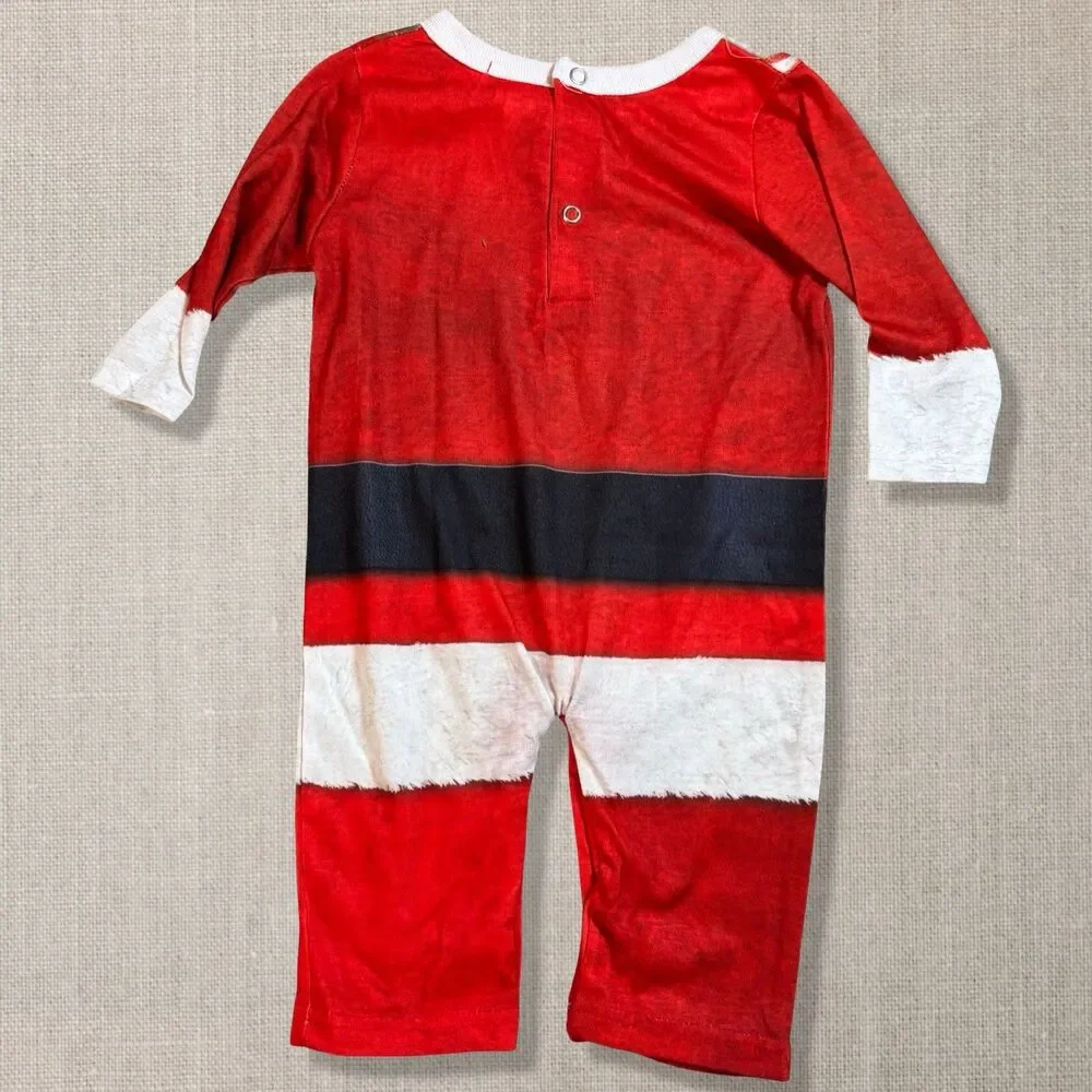 Christmas Santa Romper 6M Red White Holiday Costume Outfit Long Sleeve